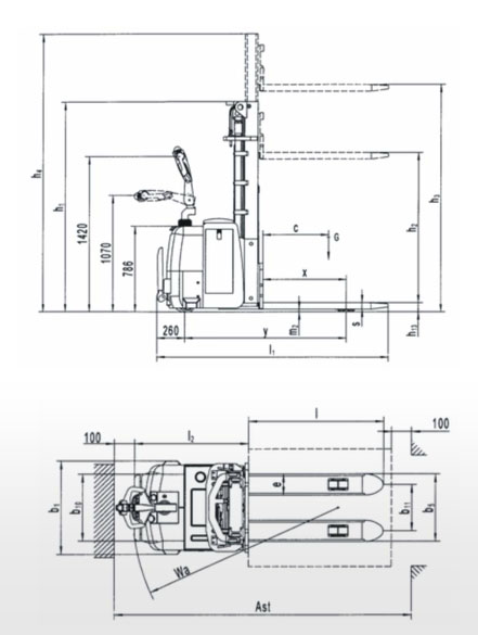WS12全電動堆高叉車