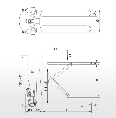 手動(dòng)高升程液壓叉車參數(shù)