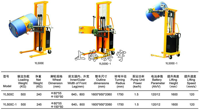 電動(dòng)油桶倒料車與油桶倒料秤參數(shù)圖